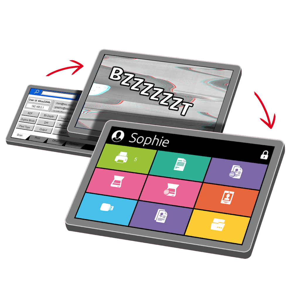 Interfaccia utente completamente personalizzata – Display personalizzato MyQ