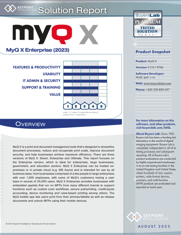 MyQ X Keypoint Intelligence Solution Report 2023