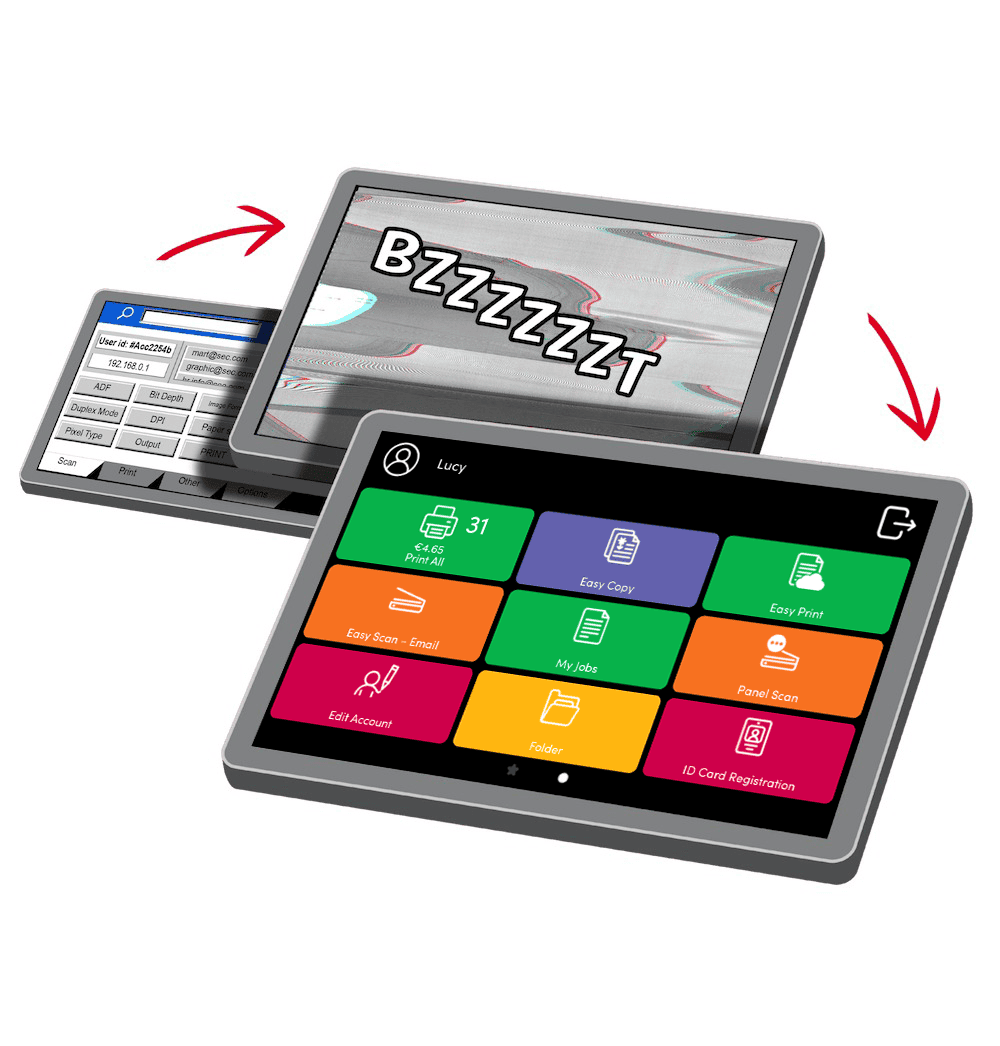 Interfaccia utente completamente personalizzata – Display personalizzato MyQ